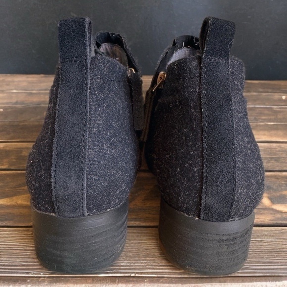 Tom’s US Womens Size 9 Black Suede & Textile Ankle Boots Low Heels Zippered - Picture 5 of 6